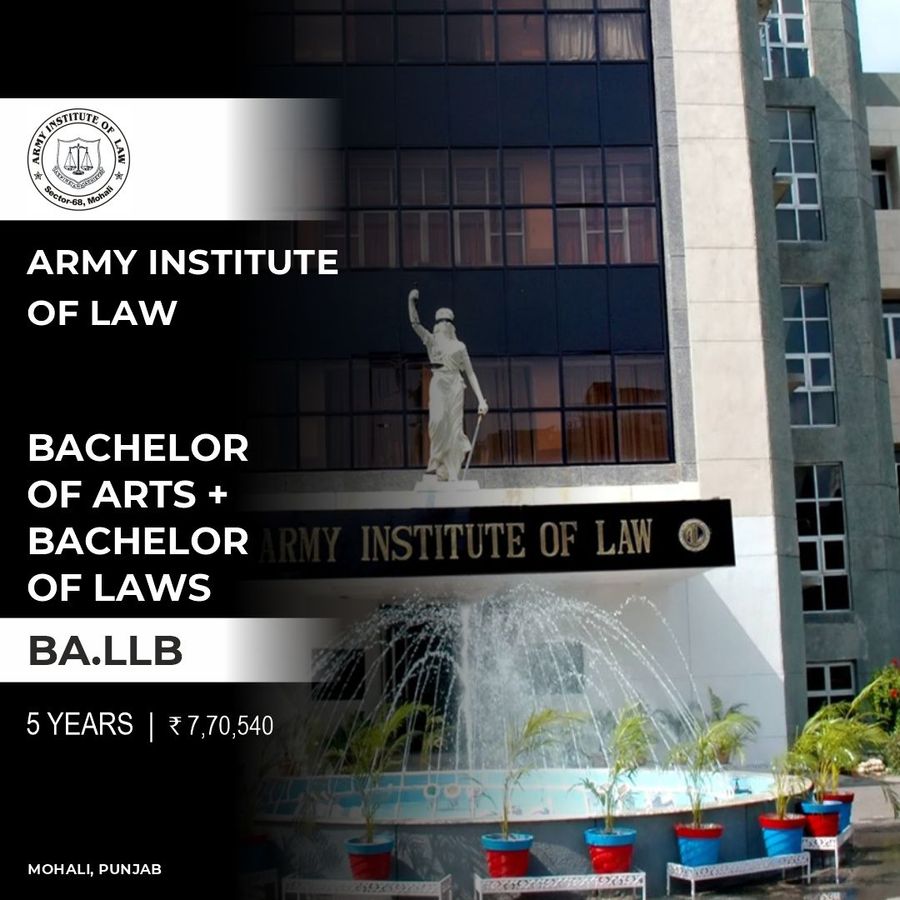 Bachelor of Arts + Bachelor of Laws [B.A.L.L.B.] at Army Institute of Law, Mohali